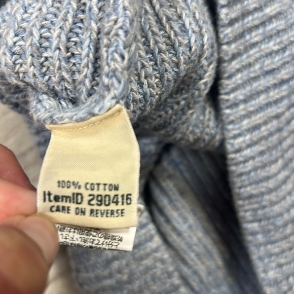 L.L. Bean Women’s Fisherman Crew Sweater / Blue, Gray & White Chunky Knit / Sz M - Picture 6 of 7
